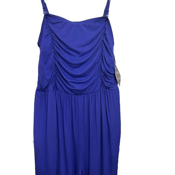 NWT Ava & Viv Strapless or Straps Ruched Jumpsuit Pockets Wide Leg Blue Sz 2X - Picture 7 of 10